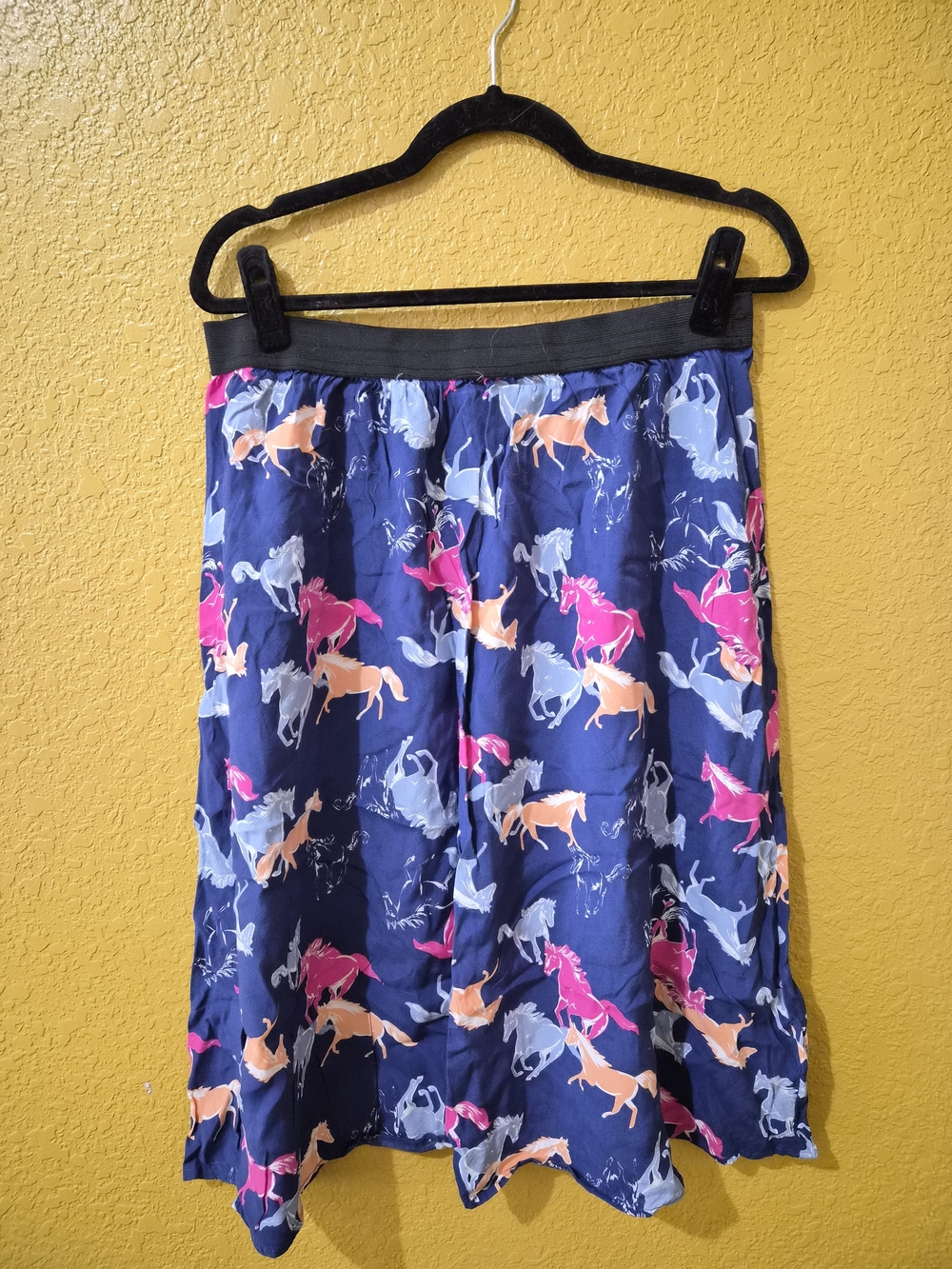 Modcloth Navy Midi Skirt with Colorful Horse Motif - Picture 1 of 3